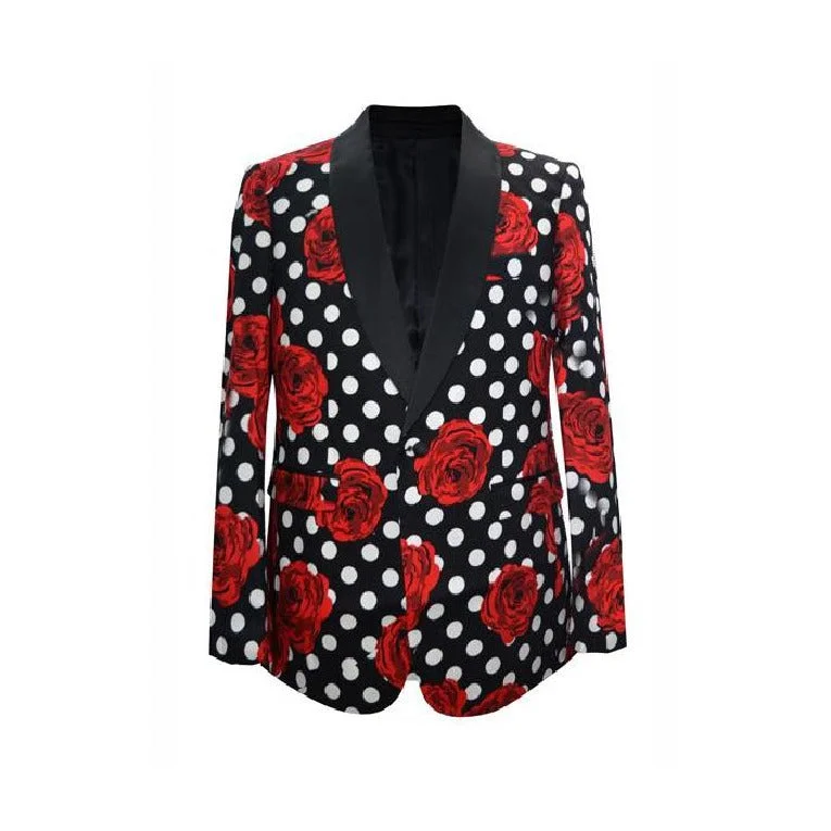 Floral Dot Pattern Alberto Nardoni Black Sport Coat