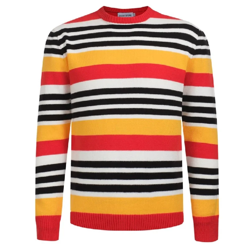 Men's Bold Striped Sweater – Retro-Inspired Knitwear for a Vibrant Style Statement