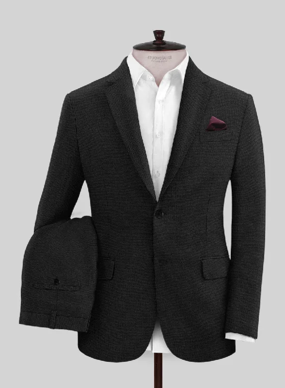 Italian Prato Black Dobby Linen Suit