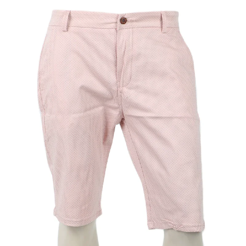 Men's Printed Cotton Short - Pink