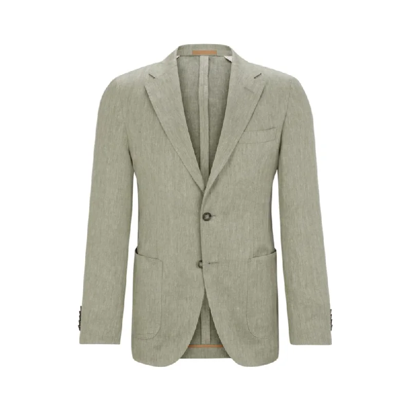 Slim-fit blazer in herringbone linen and silk