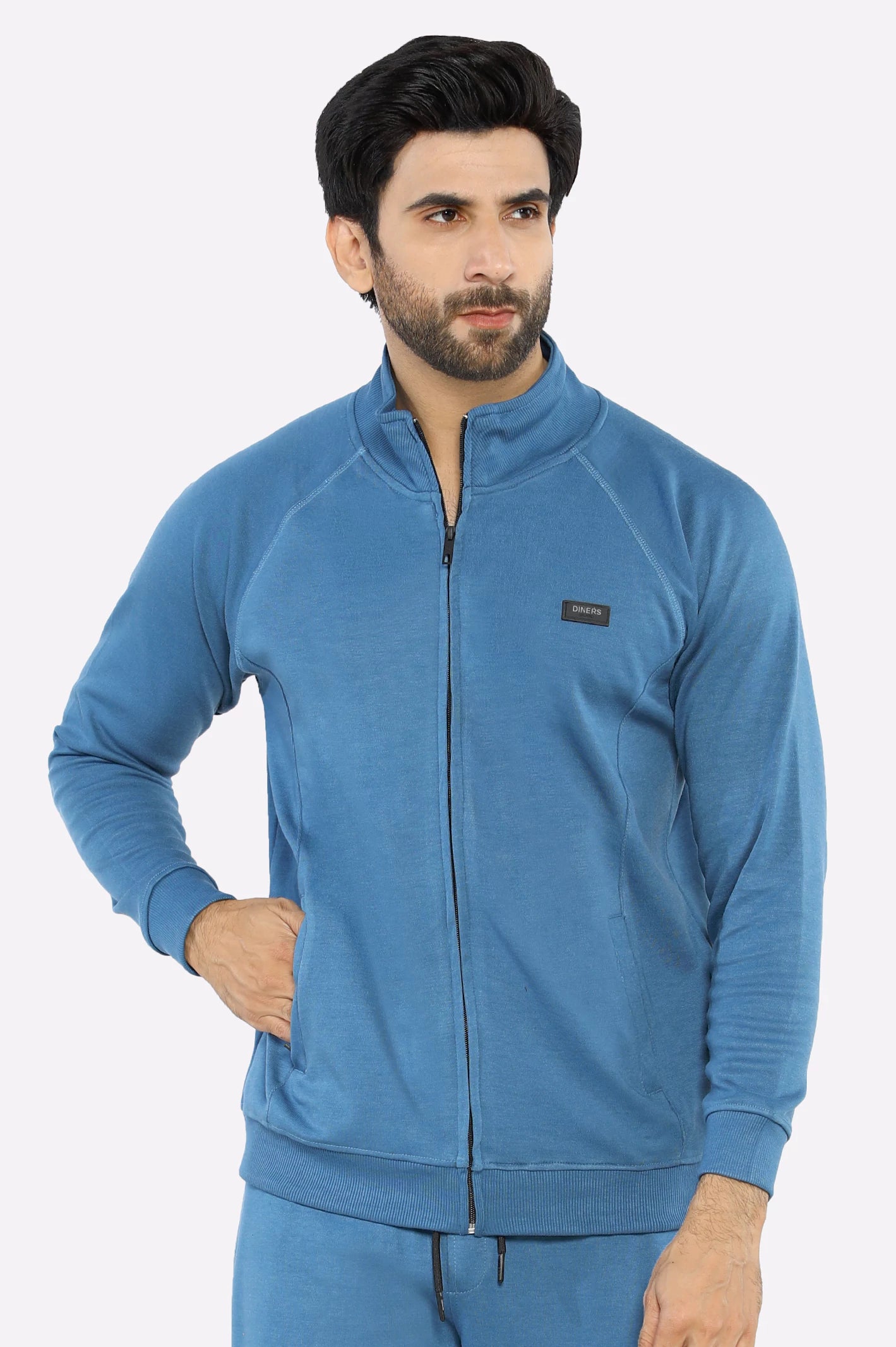 Blue Zipper Badge Sweatshirt