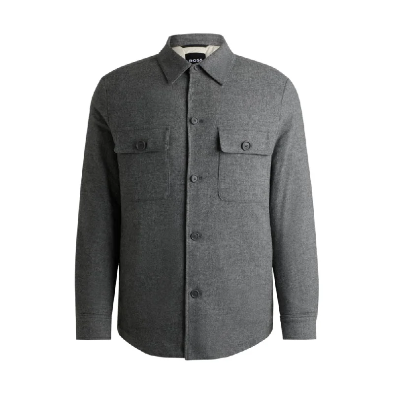 Relaxed-fit overshirt in padded brushed flannel