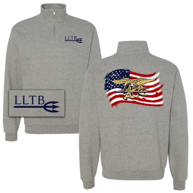 Trident Flag Quarter Zip Cadet Collar Sweatshirt