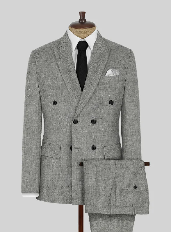 Napolean Sharkskin Light Gray Wool Suit