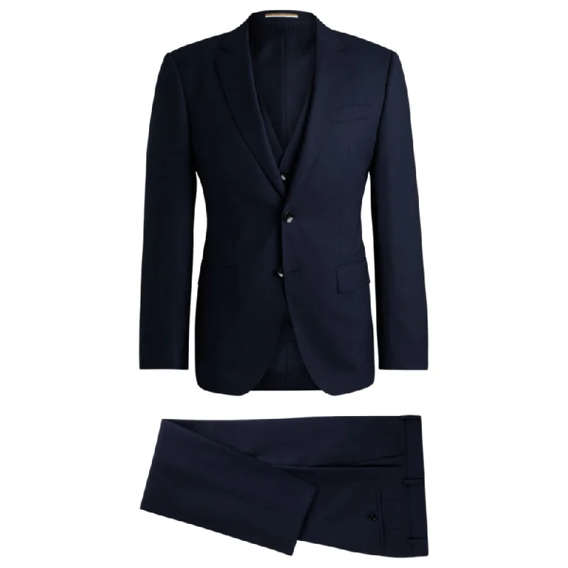 Slim-fit suit in patterned stretch wool