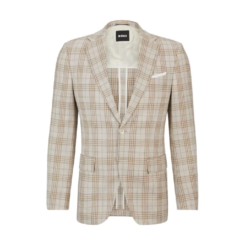 Slim-fit jacket in virgin wool, cotton and linen