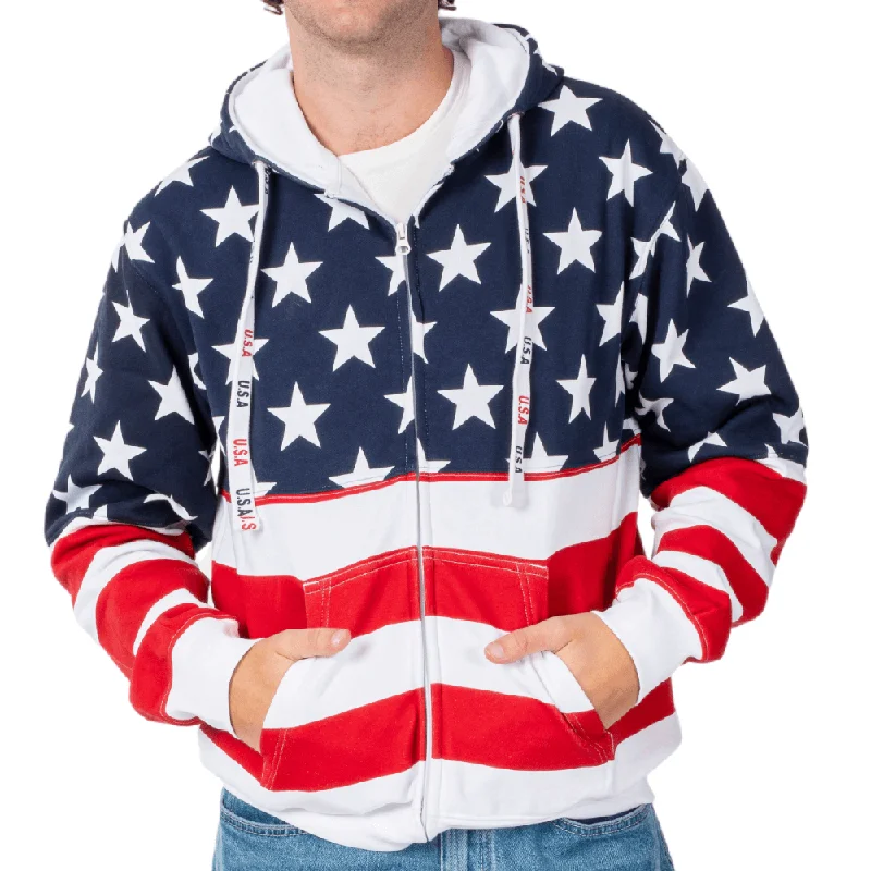 Unisex Patriotic Stars Full Zip Stars and Stripes Hoodie