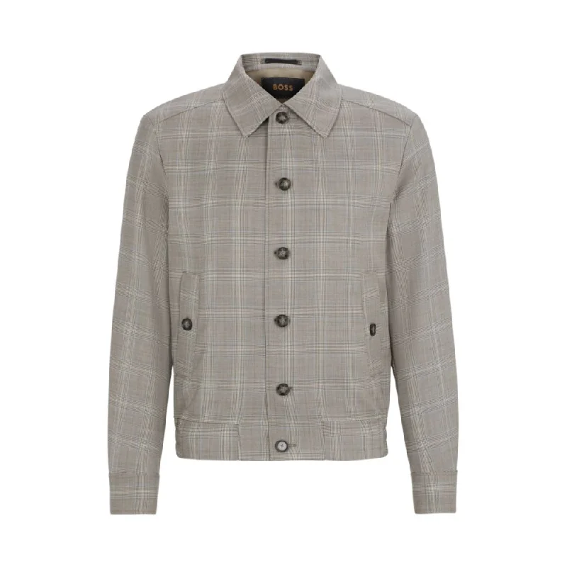 Slim-fit jacket in water-repellent checked wool