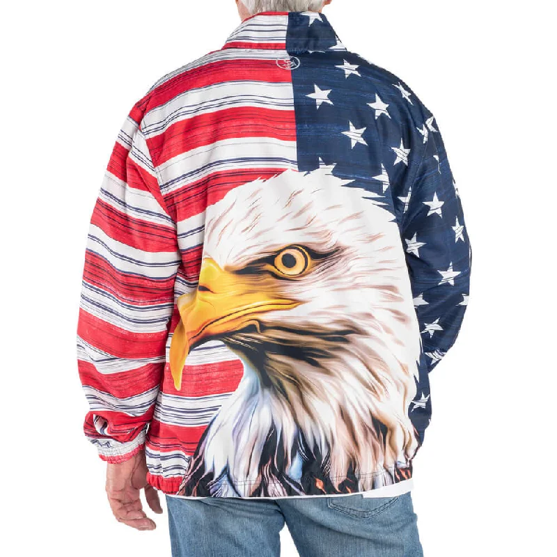 Unisex Patriotic Eagle Full Zip Windbreaker Jacket