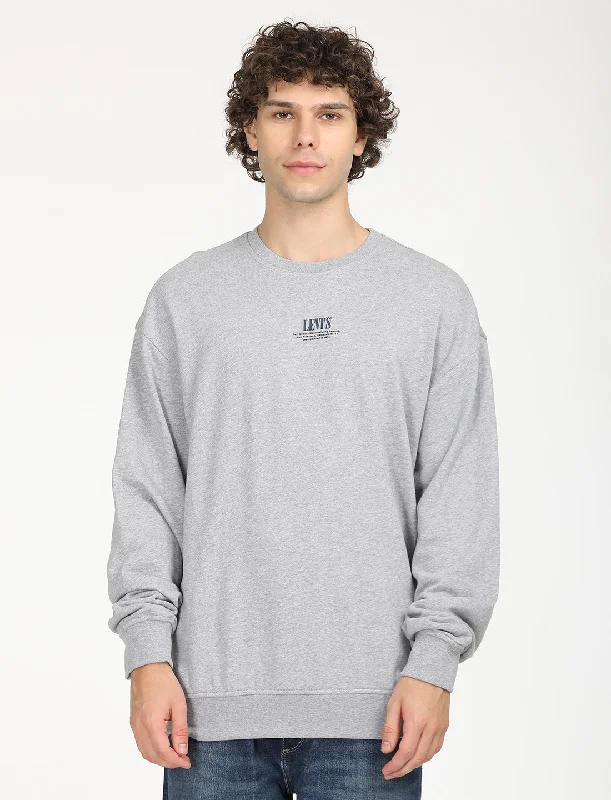 Men's Solid Grey Crew Neck Sweatshirt