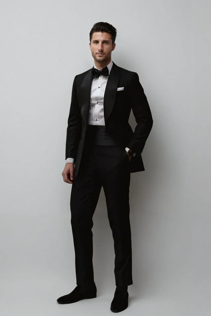 Men Black Tuxedo Suit Two Piece Grooms Suit Special For Wedding Wear Reception Parties Wear & Anniversary