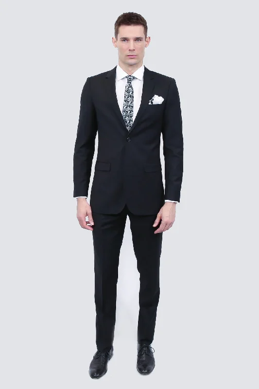 Tailor's Stretch Blend Suit | Classic Black Modern or Slim Fit