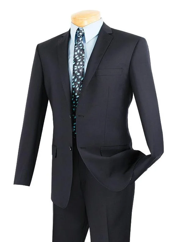 Slim Fit Men's Suit 2 Piece 2 Button in Navy