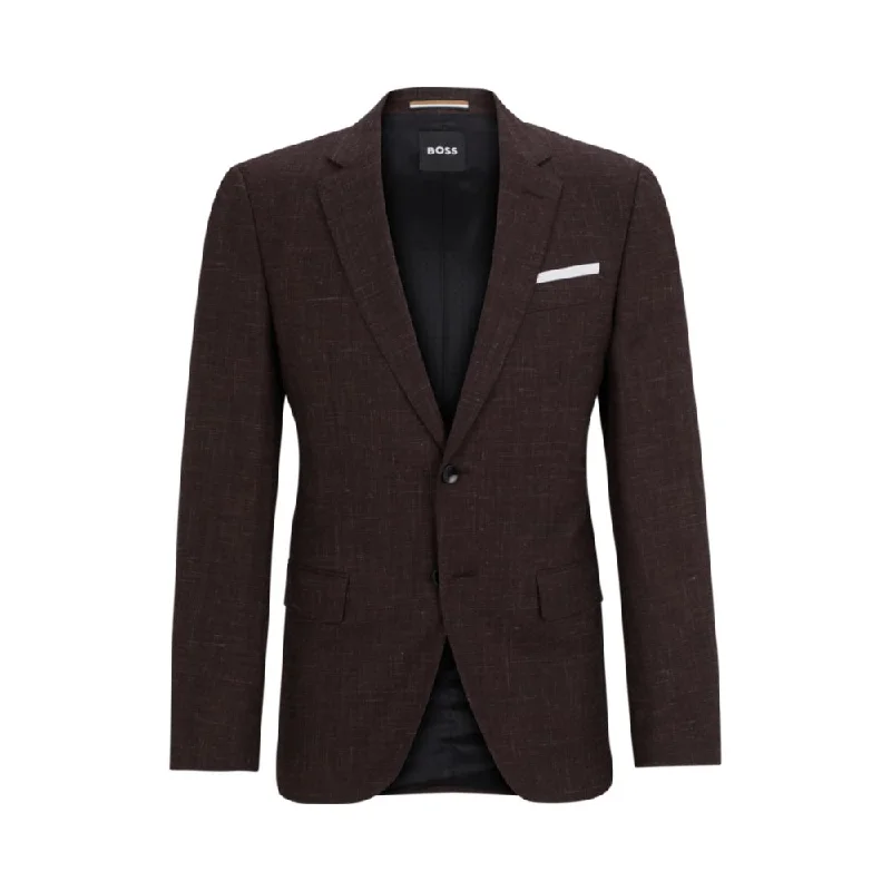 Slim-fit jacket in virgin wool and linen