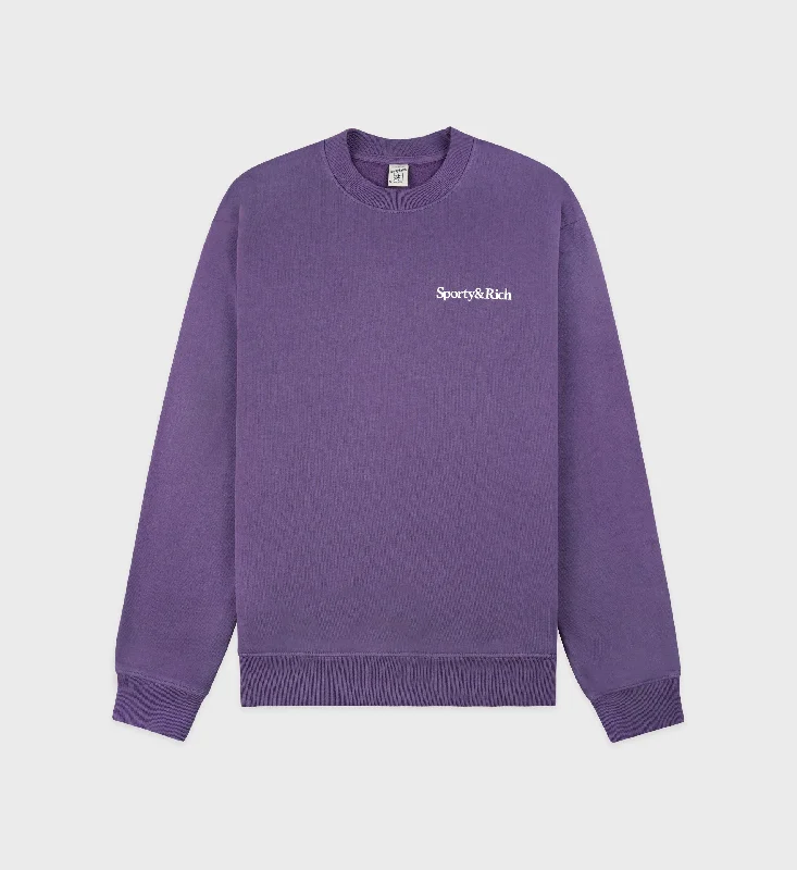 Health Is Wealth Crewneck - Dusty Grape/White