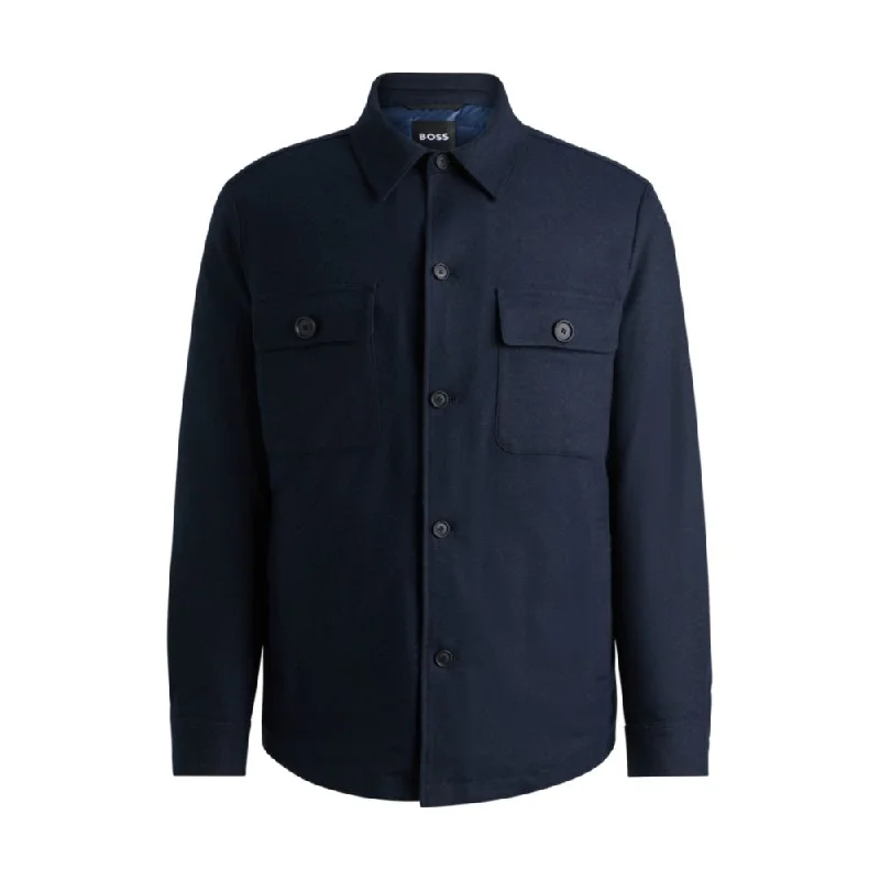 Relaxed-fit overshirt in padded brushed flannel