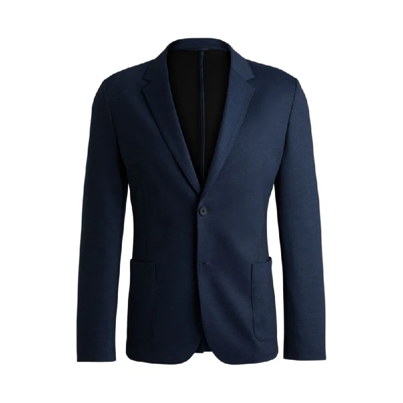 Slim-fit jacket in melange performance-stretch twill