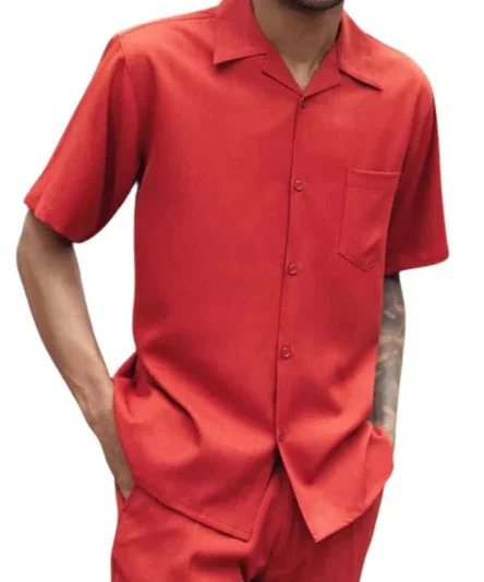 Men's 2 Piece Walking Suit Summer Short Sleeves in Crimson