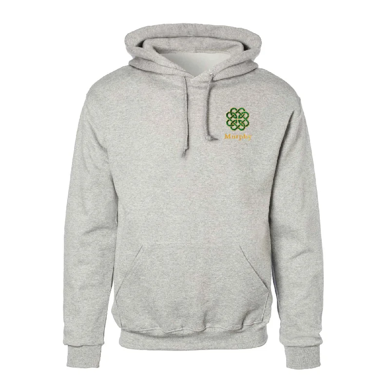 Celtic Clover Knot Embroidered Personalized Hoodie- Gray