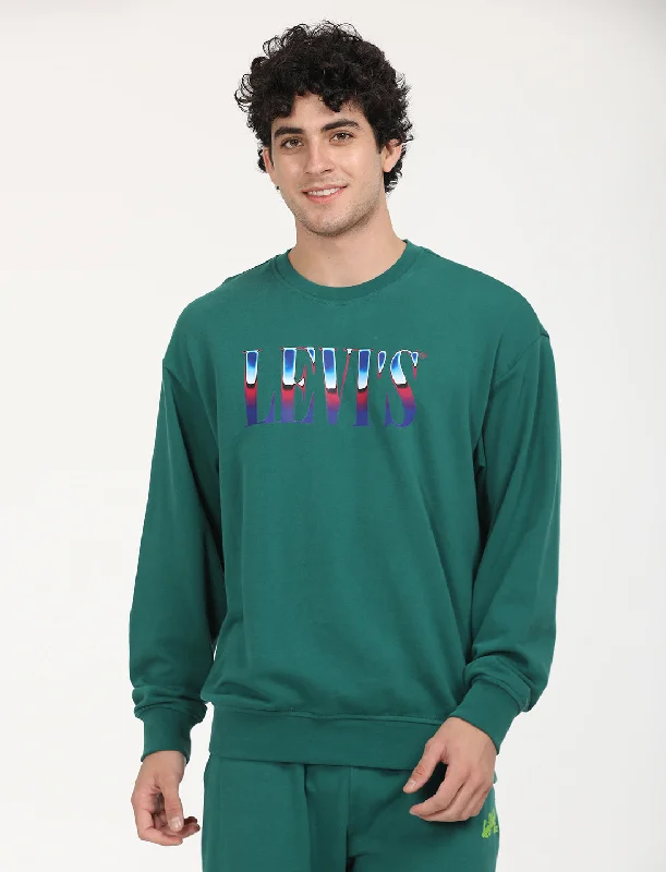 Men's Solid Green Crew Neck Sweatshirt