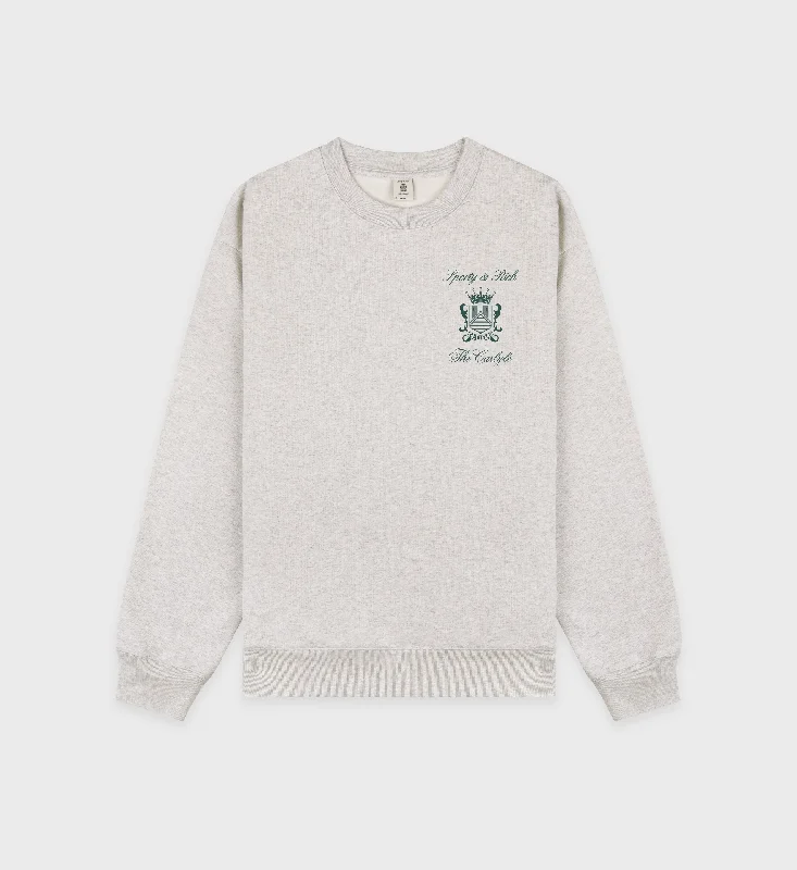 The Carlyle Crest Crewneck - Heather Gray/Forest