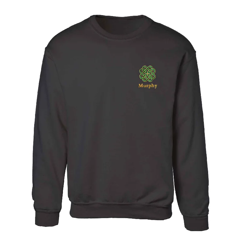 Celtic Clover Knot Embroidered Personalized Sweatshirt- Black