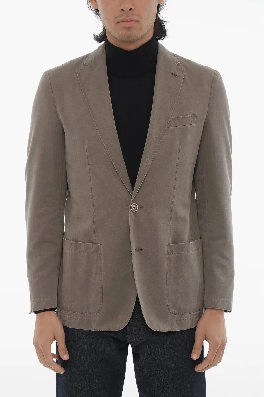 Corneliani Id Herringbone Motif Unlined 2-Button Blazer