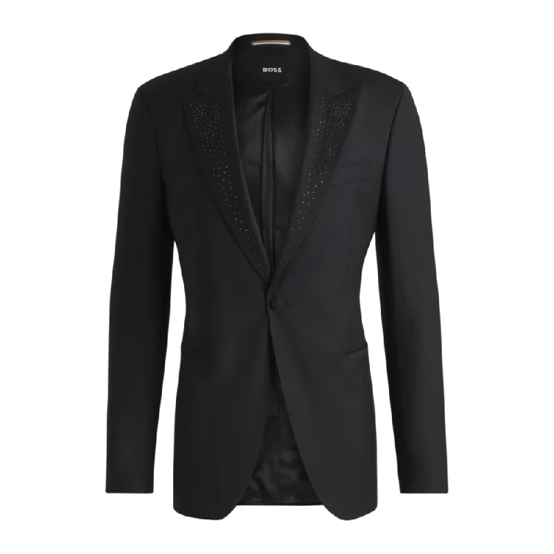 Slim-fit tuxedo jacket with embellished lapels