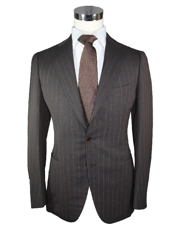 Cesare Attolini Suit Dark Gray Brown Stripes EU 50/ US 40 SALE