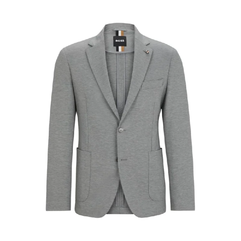 Slim-fit jacket in melange interlock jersey