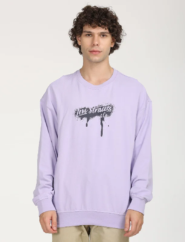 Men's Solid Lavender Crew Neck Sweatshirt