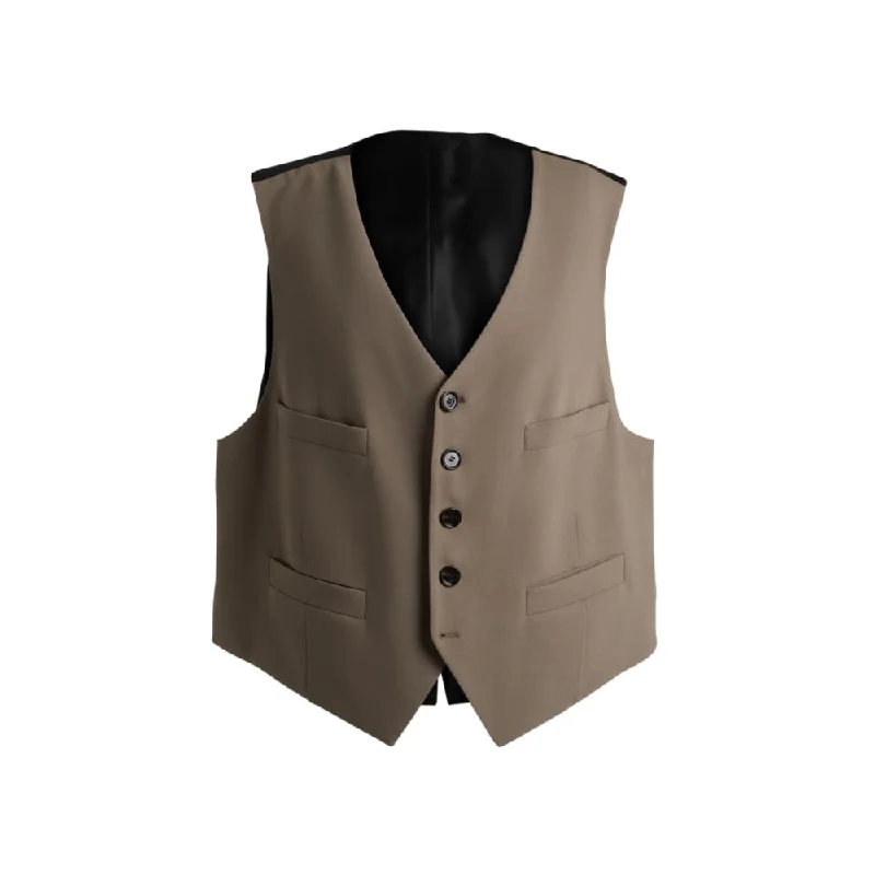 Five-button waistcoat in stretch wool and adjustable strap