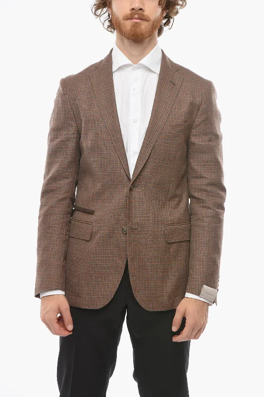 Corneliani Zipped Pocket GATE Gingham Check Blazer