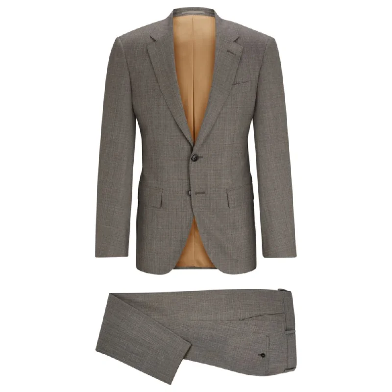 Slim-fit suit in micro-patterned stretch wool