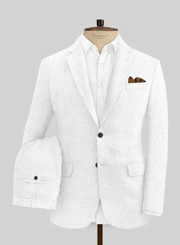 Italian Prato White Dobby Linen Suit