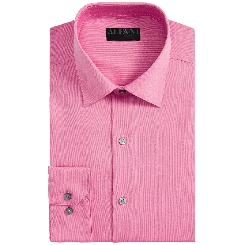 AlfaTech by Alfani Men's Bedford Cord Regular Fit Dress Shirt Pink Size 16-16.5x32-33