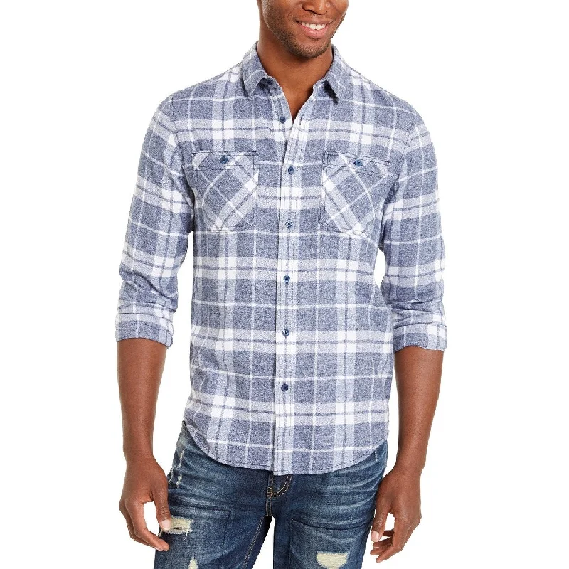 American Rag Men's Mitch Grindle Plaid Shirt Navy Size Extra Small