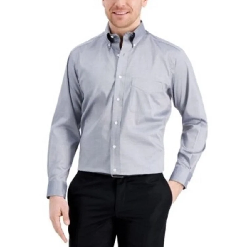 Club Room Men's Classic/Regular Fit Stretch Wrinkle-Resistant Solid Pinpoint Dress Shirt Gray Size 34X35 - 16-34-35