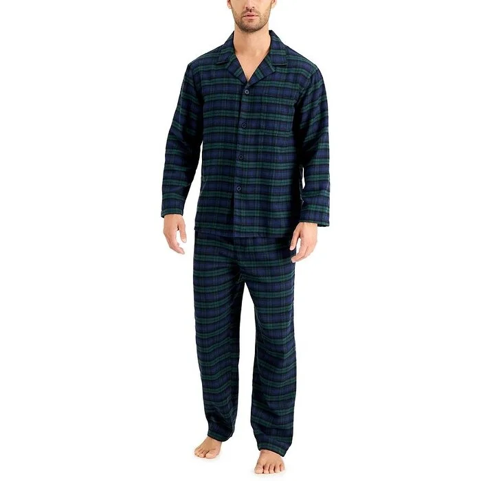 Club Room Men's Cotton Flannel Pajama Set,Green Size Small