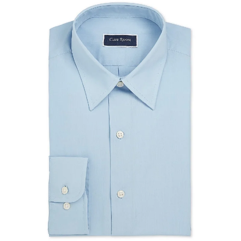 Club Room Men's Regular-Fit Solid Dress Shirt Med Blue Size 32-33