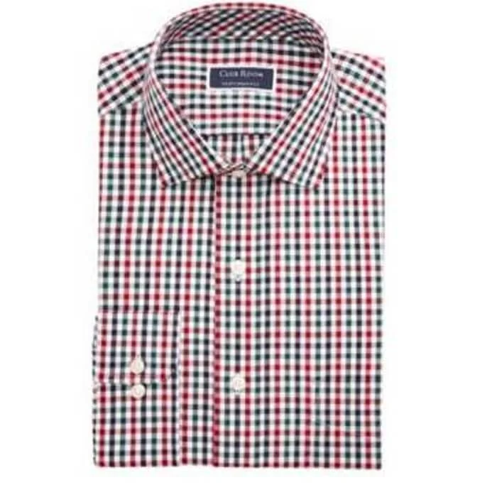 Club Room Men's Wrinkle-Resistant Dress Shirt Red Size 18.5x34-35