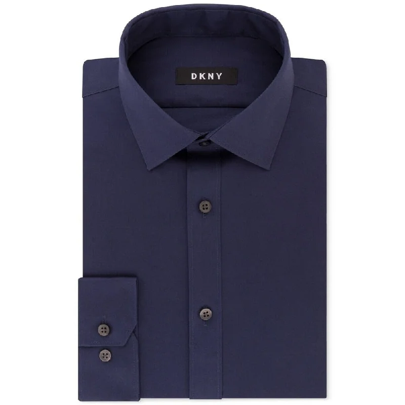 DKNY Men's Slim-Fit Stretch Solid Dress Shirt Blue Size 15.5x34-35