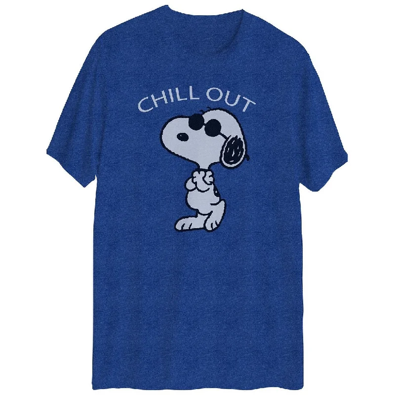 Hybrid Men's Snoopy Chill Out Graphic Short Sleeves T-Shirt Blue Size Extra Large - X-Large