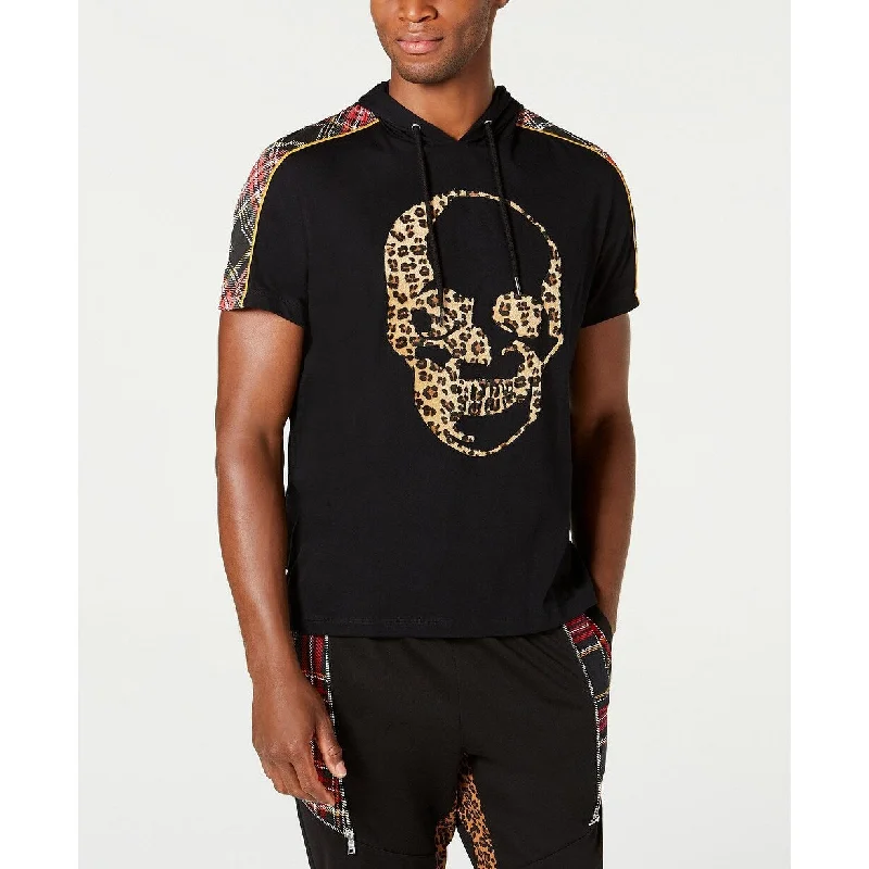 INC International Concepts Men's Leopard Print Skull Graphic T-Shirt Black Size Small