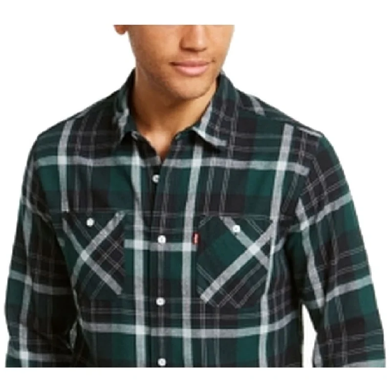 Levi's Men's Dual Pocket Plaid Flannel Shirt Green Size 2 Extra Large