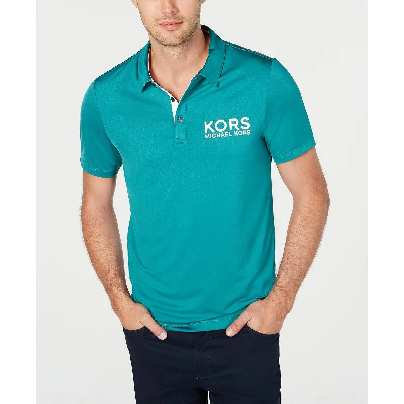 Michael Kors Men's Performance Stretch Sport Logo Polo Shirt Green Size Medium