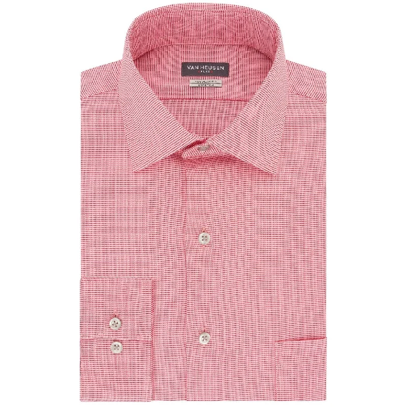 Van Heusen Men's Classic-Fit Wrinkle-Free Flex Collar Dress Shirt Red Size 34-35