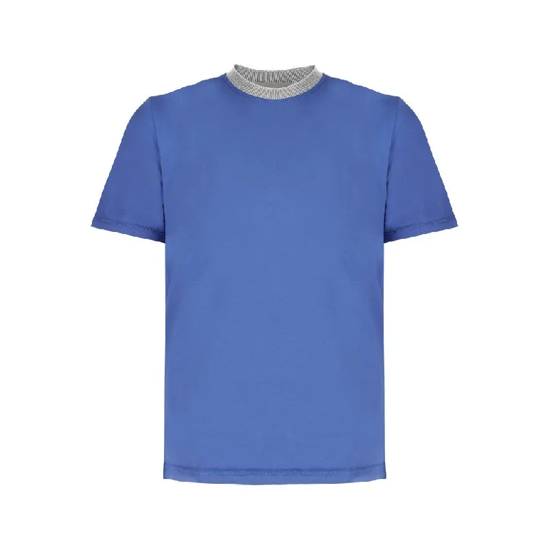 FERRANTE Cotton Jersey Crew Neck T-Shirt MID BLUE