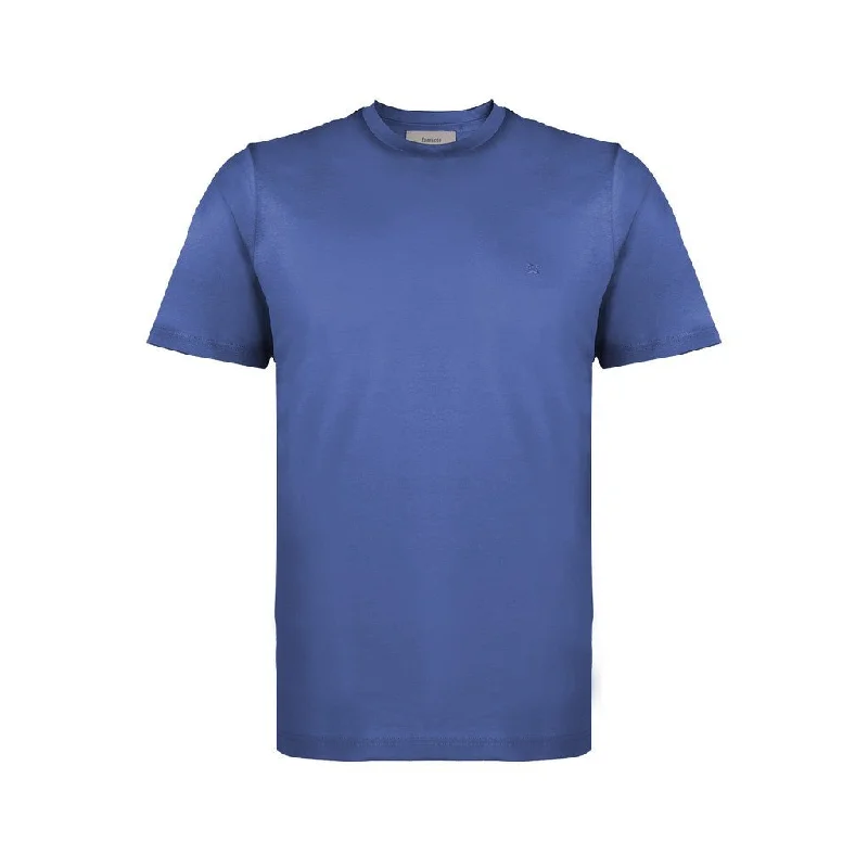 FERRANTE Cotton Jersey Crew Neck T-Shirt MID BLUE